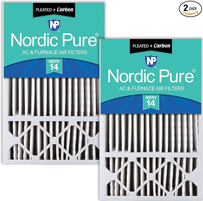 Nordic Pure 16x25x5 Honeywell Replacement Air Filters MERV 14 Plus Carbon 2 Pack by NordicPure