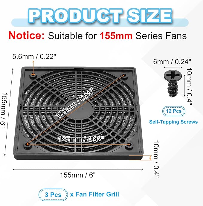 PATIKIL 150mm Fan Filter Grill - Image 2