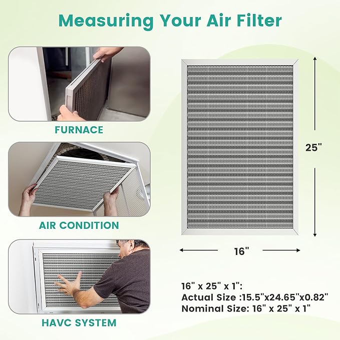 16x25x1 HVAC Furnace Air Filter, Reusable Washable Electrostatic Furnace Filter - Image 3