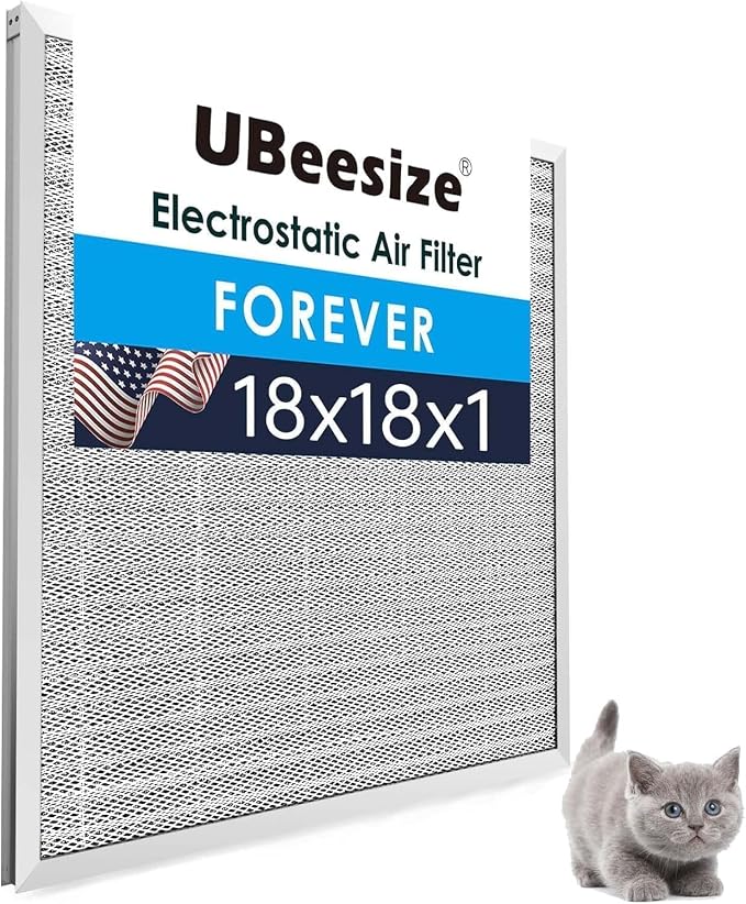 UBeesize 18x18x1 Reusable Electrostatic Air Filter HVAC AC Furnace Filter by UBeesize