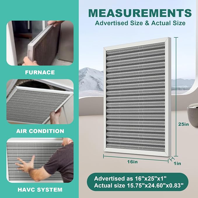 16X25x1 HVAC Furnace Air Filter, Lasts a Lifetime, Washable Reusable - Image 4