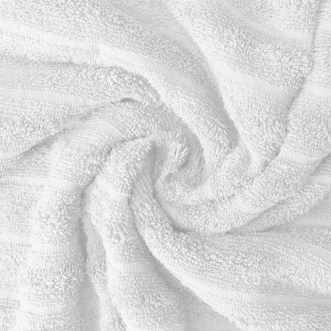 DAN RIVER Pack of 2 Bath Sheet 35x70 Inches, Super Soft Quick Dry Ribbed Cotton Towels, Luxury Oversized White Bath Towels
