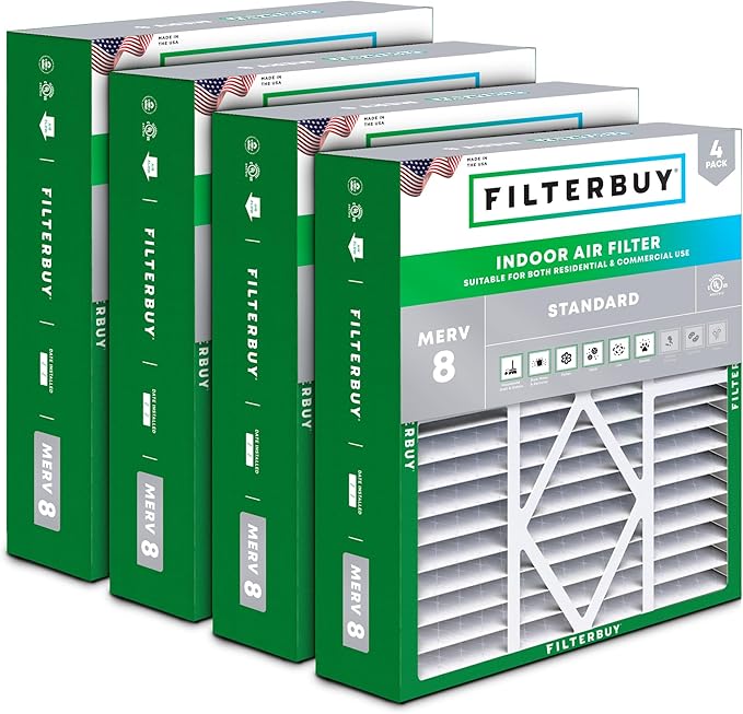Filterbuy 19x20x5 Air Filter MERV 8 Essential Dust & Allergy Defense, Pleated by Filterbuy