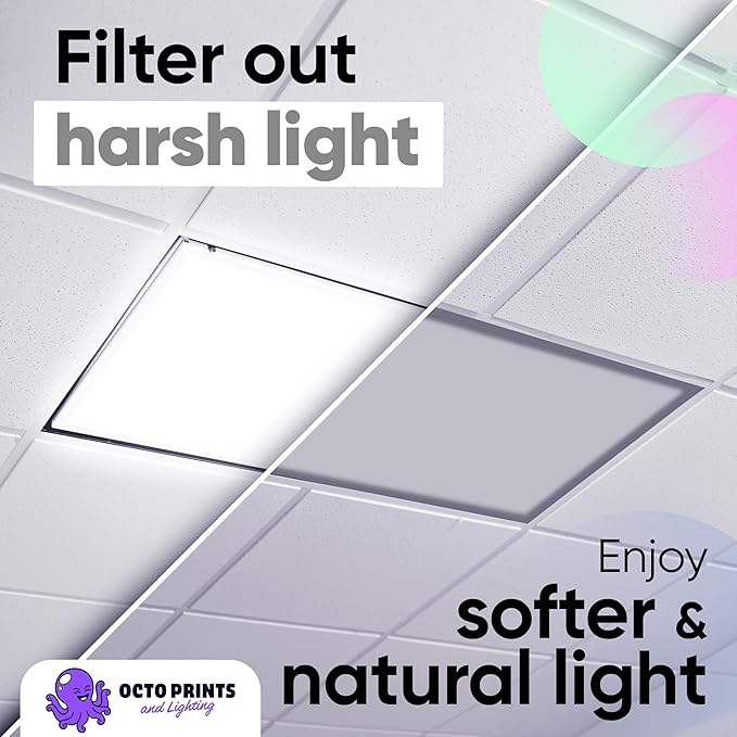 Fluorescent Light Covers for Ceiling Lights Classroom, Neutral Gray Magnetic - Image 3