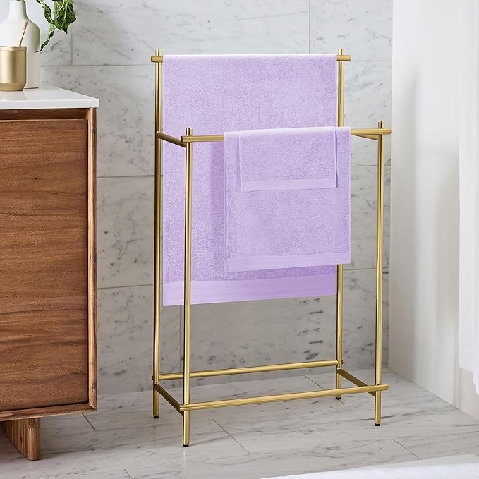 Ultra Soft 3 Pack Cotton Towel Set, Contains a Bath Towels 28x55 inch, a Hand Towels 16x24 inch & a Wash Coths 12x12 inch, Ideal Everyday use, Compact & Lightweight - Purple