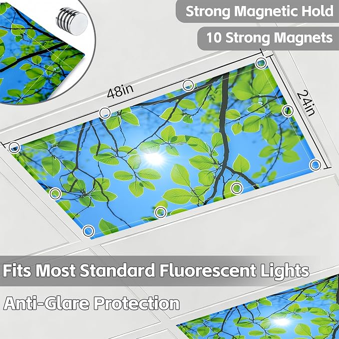4 Pack 2x4 FT Magnetic Fluorescent Light Covers, Ceiling Light Filters - Image 2