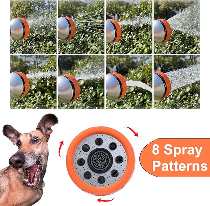 Dog Washing Hose Attachment, 8-in-1 Sprayer Hose Nozzle with Soap Dispenser for Dog Showering, Watering Flowers, Car Washing (Nozzle Only)
