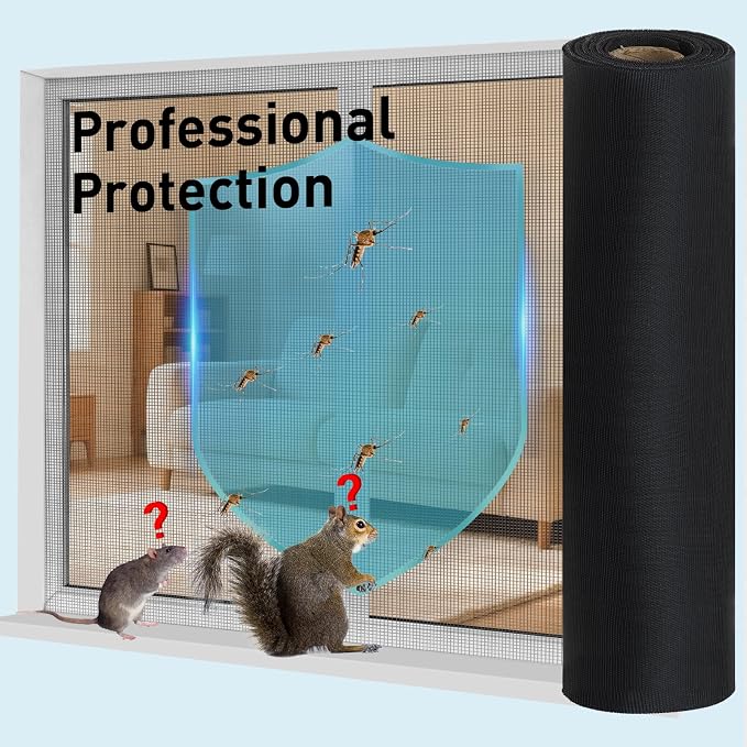 304 Stainless Steel Mesh Window Screen Roll, 47IN x 98.43FT Black Metal Window - Image 5