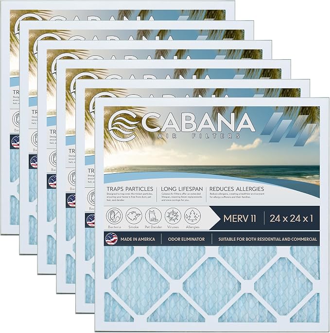 Cabana Filters 6-Pack 24x24x1 MERV 11 AC Furnace Air Filter by CabanaAirFilters
