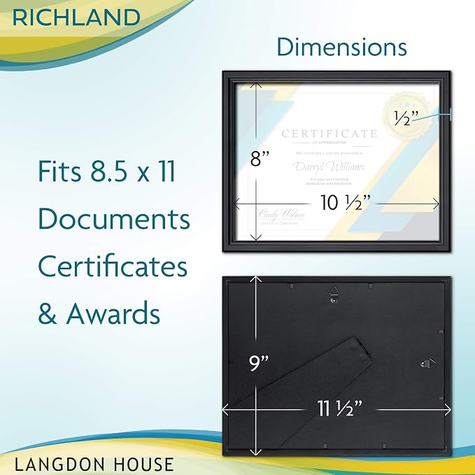 Langdon House 8.5x11 Certificate Frames Set Distinguished Edging - Image 3
