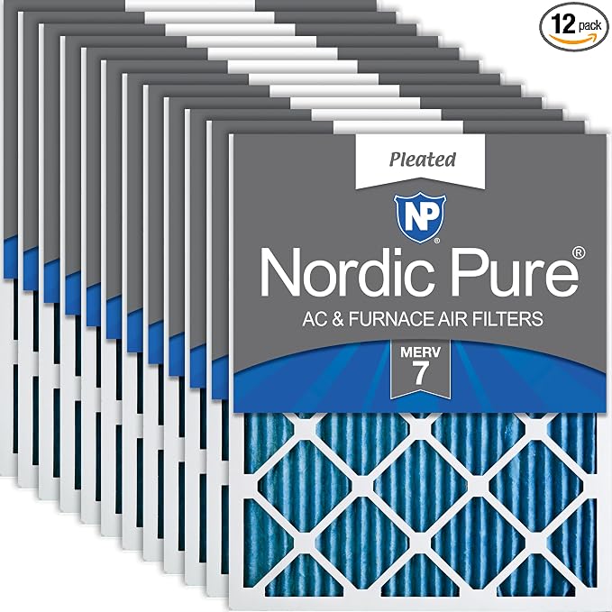 Nordic Pure 18x20x1 Pleated MERV 7 Air Filters 12 Pack by NordicPure