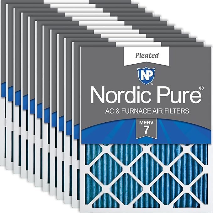 Nordic Pure 14x25x1 Pleated MERV 7 Air Filters 12 Pack by NordicPure