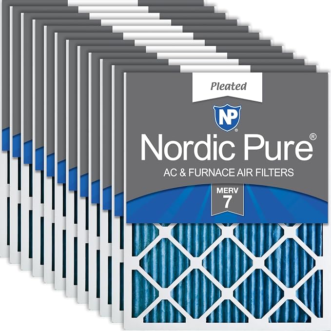 Nordic Pure 16x20x1 Pleated MERV 7 Air Filters 12 Pack by NordicPure