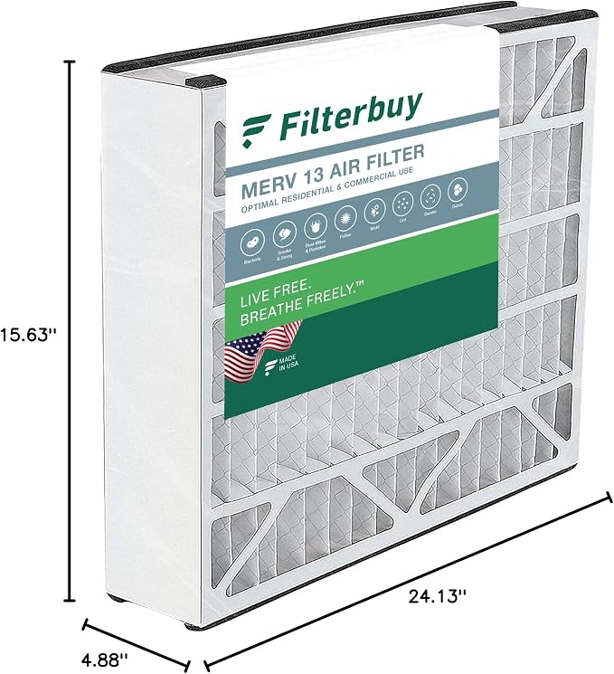Filterbuy 16x25x5 Air Filter MERV 13 Optimal Smoke & Allergy Defense, - Image 10