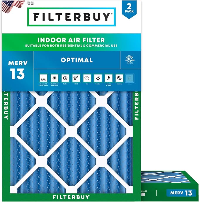 Filterbuy 24x30x2 Air Filter MERV 13 Optimal Smoke & Allergy Defense, by Filterbuy