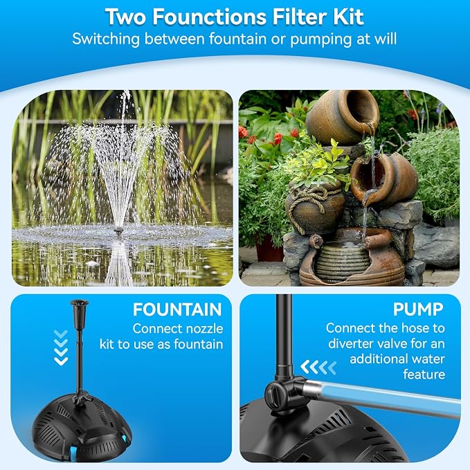 POPOSOAP Pond Filter with Pump Fountain Kits Built-in UV Clarifier, 660GPH/40W - Image 6