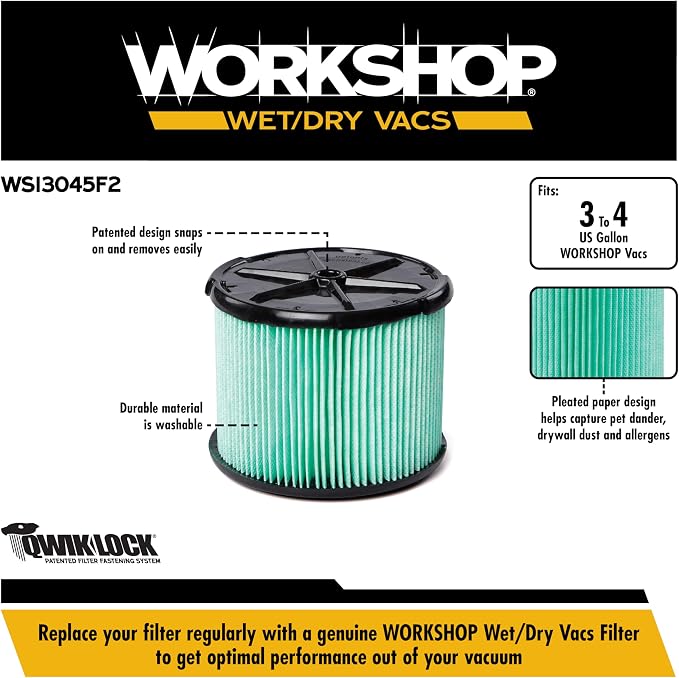WORKSHOP Wet/Dry Vacs Vacuum Filters WS13045F2 HEPA Media Filter - Image 3