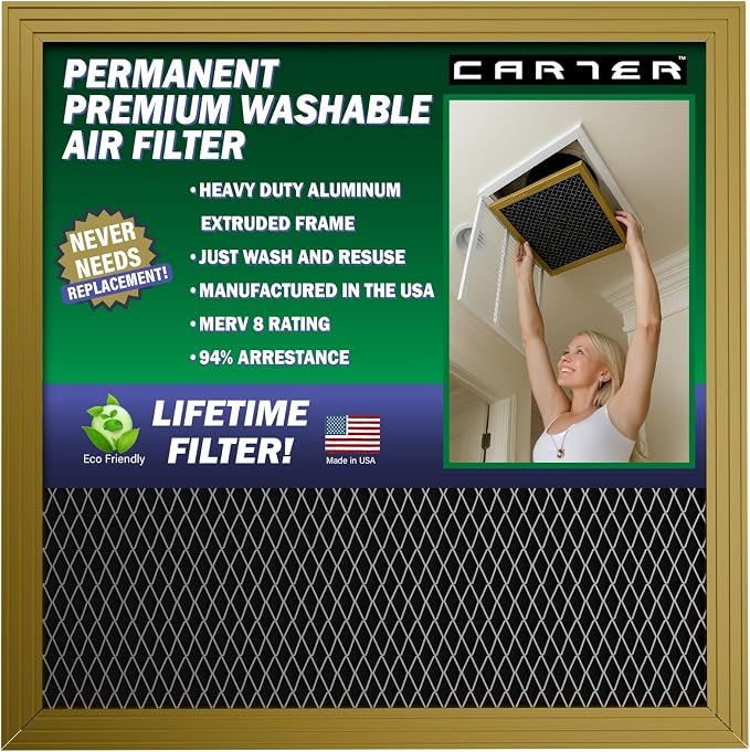 CARTER | Gold | MERV 8 | HVAC & Furnace Filter | Washable Electrostatic by Carter+Goods