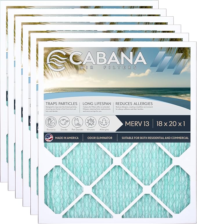 Cabana Filters 6-Pack 18x20x1 MERV 13 AC Furnace Air Filter by CabanaAirFilters