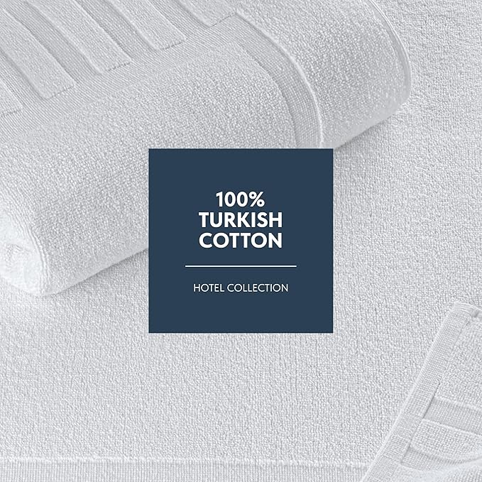 White Classic Luxury Bath Mat Floor Towel Set - Absorbent Cotton Hotel Spa Shower/Bathtub Mats [Not a Bathroom Rug] 22"x34" | 2 Pack | White