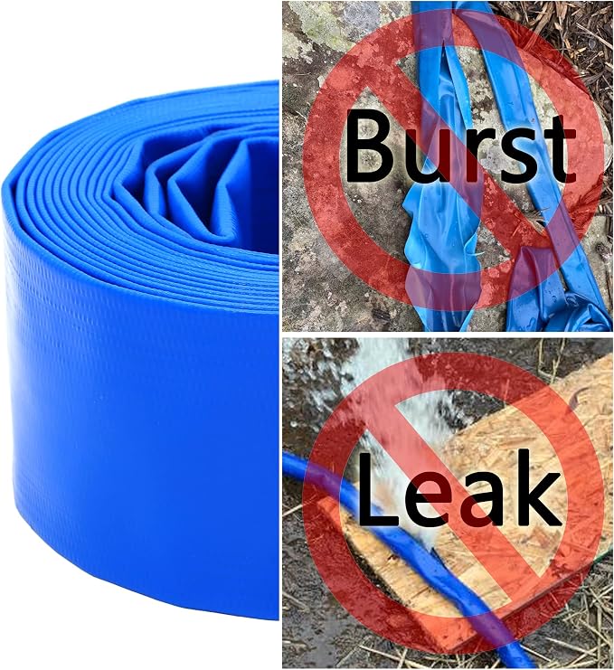 DAVCO 2.5" x 100 ft Pool Backwash Hose, Heavy Duty Reinforced Blue PVC Lay Flat - Image 4