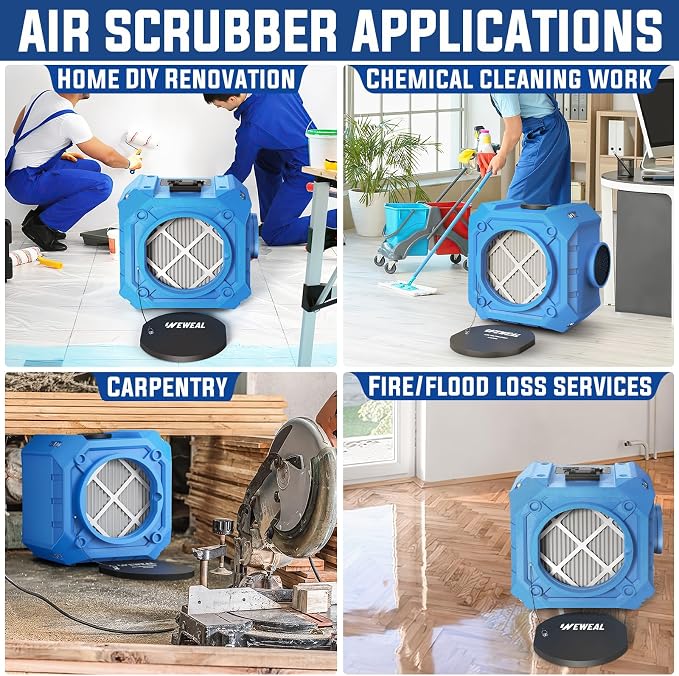 Commercial Air Scrubber with 3-Stage Filtration, Stackable Negative Air Machine - Image 8