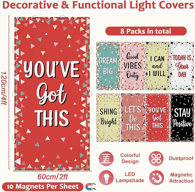 QOUBAI 8 Pcs Fluorescent Light Covers, 4 x 2 Feet Magnetic Light Cover - Image 2