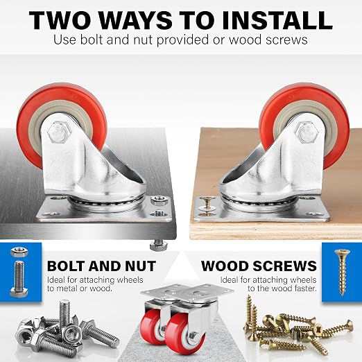 2.5 Inch Caster Wheels Heavy Duty Casters Set of 4 Lockable Cart Wheels - Image 6