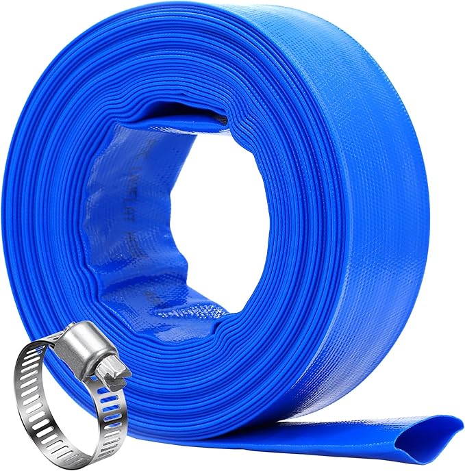 DAVCO 2" x 50 ft Pool Backwash Hose, Heavy Duty Reinforced Blue PVC Lay Flat by DAVCO