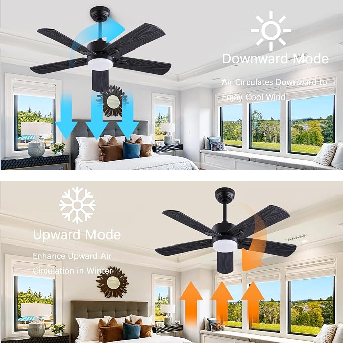 QUTWOB 42" Ceiling Fan with Light and Remote, Farmhouse 5 Blades Quiet - Image 6