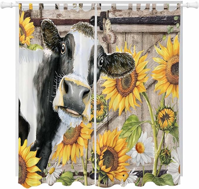 Retro Farmhouse Flower Living Room Curtains 84 Inch Length, Window Curtains Tab by Unknown