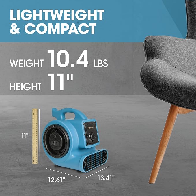 Mini Air Mover | Carpet Dryer and Blower Fan | High-Velocity Floor Fan - Image 3
