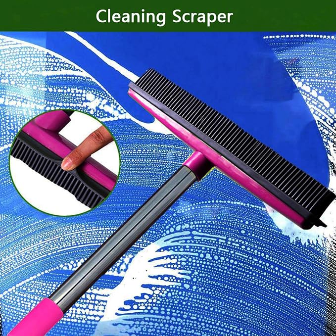 Multifunctional Broom, Telescopic Carpet Rake Rubber Pp 12.6in Brush Easy Wash - Image 3
