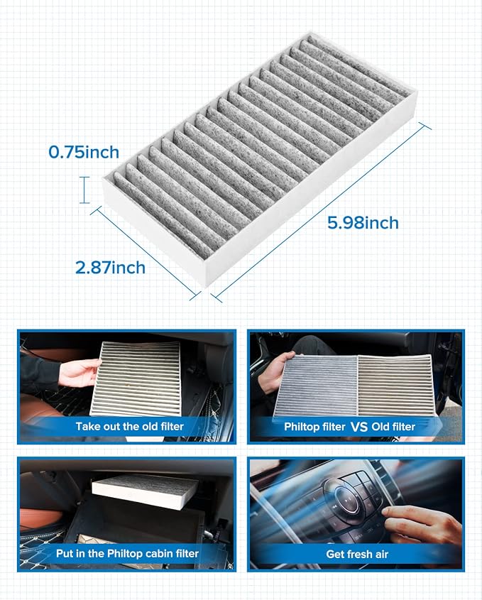 PHILTOP HEPA Cabin Air Filter w/Activated Carbon, Compatible - Image 7