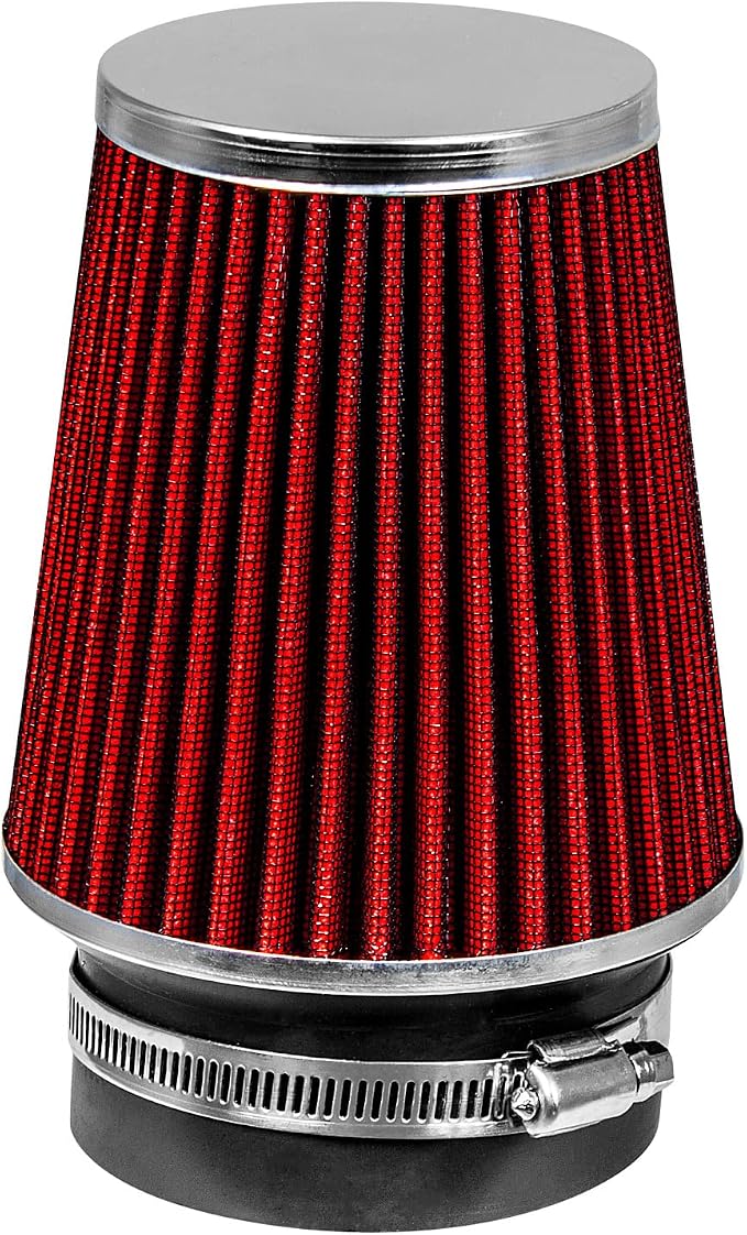 RED 3.5" 89 mm Inlet Narrow Air Cone Replacement Performance Washable Clamp-On by RtunesRacing