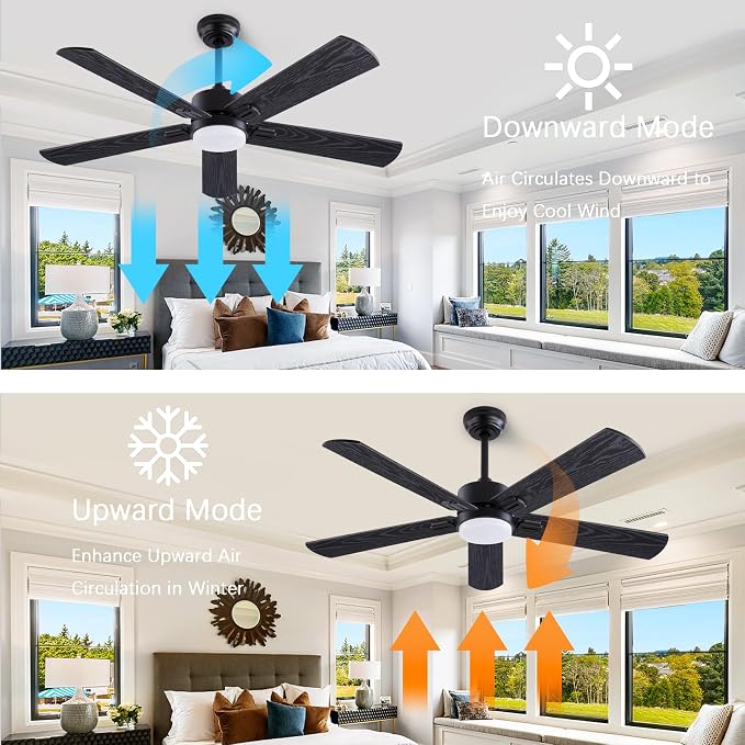 QUTWOB 52" Ceiling Fans with Light and Remote, Farmhouse 5 Blades Quiet - Image 5