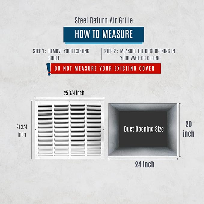 Fits 24x20 Duct Opening | Steel Return Air Grille by Handua | Vent Cover Grill - Image 3