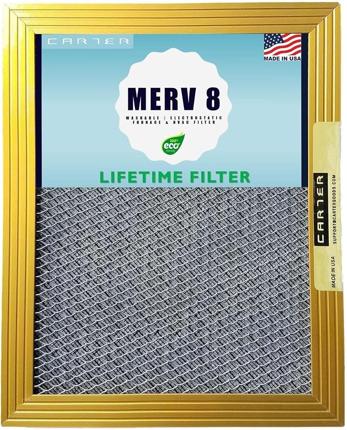 20X23X1 CARTER | MERV 8 | Lifetime HVAC & Furnace Air Filter | Washable - Image 2