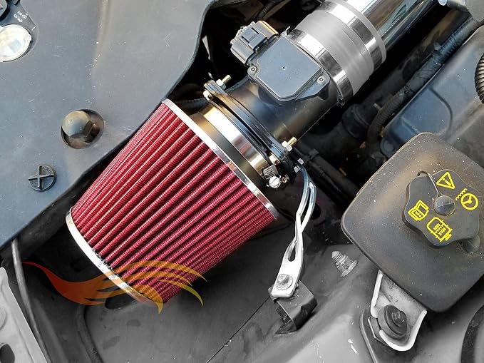 RED 4 inch 102 mm Inlet Truck Air Cone Replacement Performance Washable - Image 5