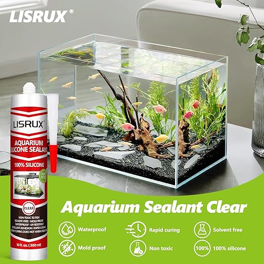 1 Pack Aquarium Silicone Clear Sealant, High Elasticity, Safe for Fish,Fast Curing Waterproof Aquarium Safe Silicone,10 Fl Oz Non-Toxic Fish Tank Safe Sealant,Strong Adhesion
