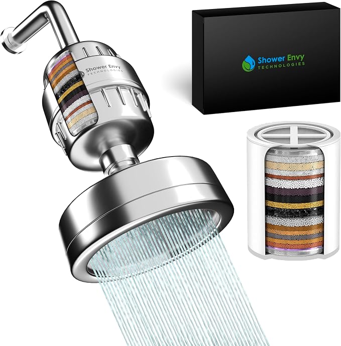 ShowerEnvy 5.0 Filtered Shower Head – 15-Stage Water Softener by ShowerEnvy