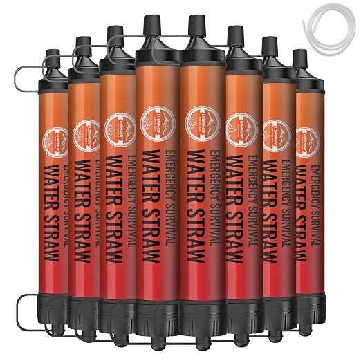 Straw Water Filter 8 Pack – Outdoor Camping & Hiking Survival Gear Kit by Lormandy