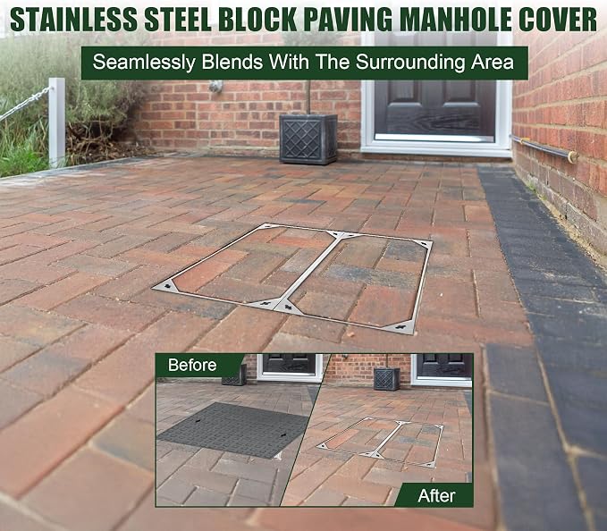 32x32in Multi-Part Invisible Manhole Cover All Stainless Steel Square Metal - Image 5