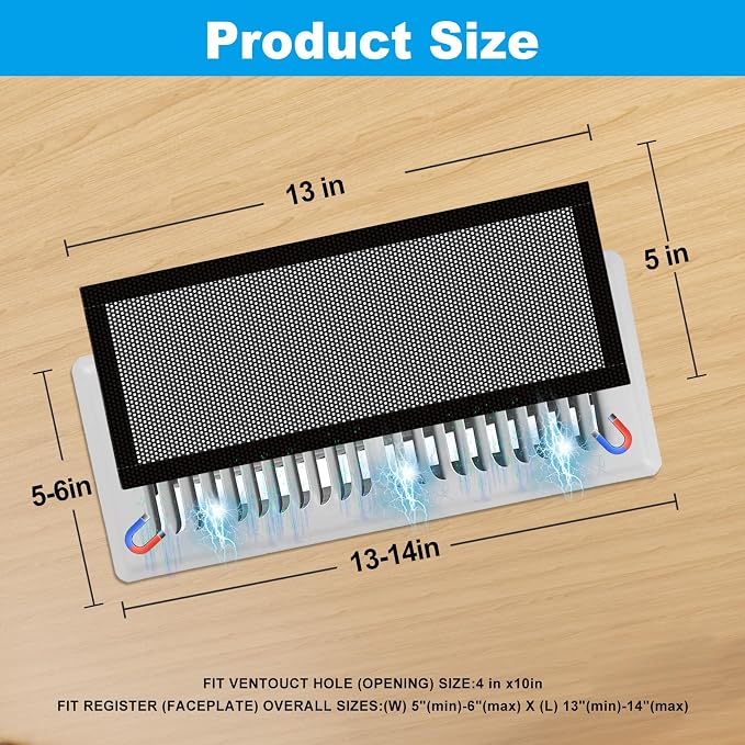 6-Pack Black Magnetic Vent Covers 5x13 Inch - Image 2