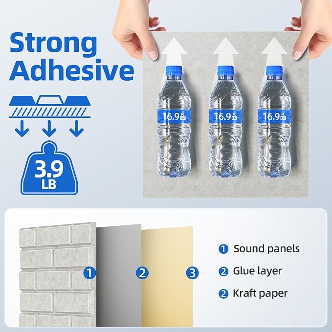 12 Pack Acoustic Panels with Self Adhesive, Soundproof Wall Panels, Brick Sound - Image 4
