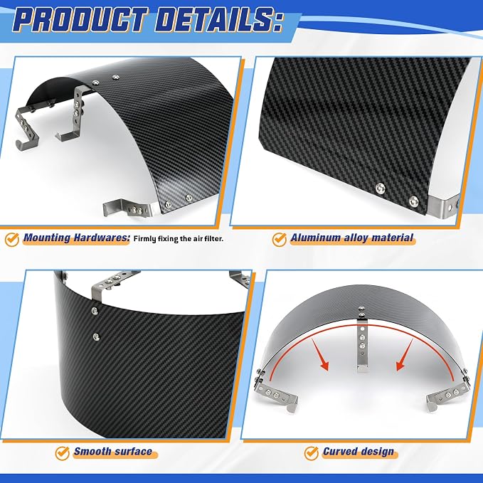 PTNHZ Universal Stainless Steel Air Intake Filter Cover Heat Shield Fits - Image 4