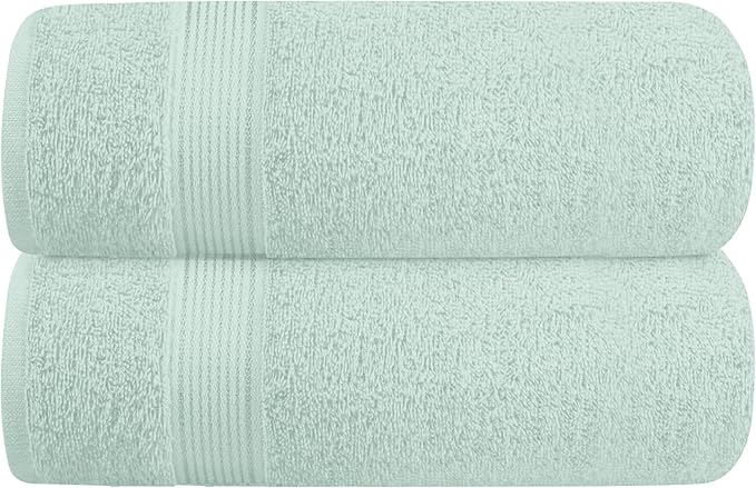 Elvana Home Cotton 2 Pack Oversized Bath Towel Set 28x55 inches, Large Bath Towels, Ultra Absorbant Compact Quickdry & Lightweight Towel, Ideal for Gym Travel Camp Pool - Sea Green