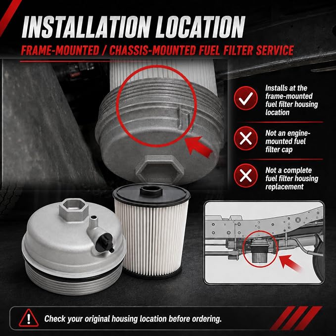 Aluminum Fuel Filter Cap with Fuel Filter Kit Compatible with Ram 2500 3500 - Image 4