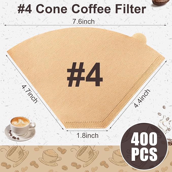 Coffee Filters #4, Unbleached Natural Coffee Filters 8-12 Cup, Disposable - Image 2