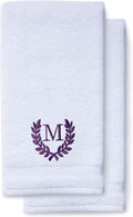 Decorative and Monogrammed Hand Towels for Bathroom Kitchen Makeup | Personalized Gift for Wedding-Bridal | Roman Font Custom Luxury Turkish Towel | Spa Collection, Oversized, 16 X 30 Inch, Set of 2
